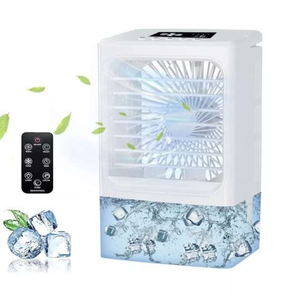 Climatiseur Small Cool Mist Mini Humidifier with Fan Remote Control Summer  600ML Water Tank Capacity 7 Colors Led Night Light Portable Mini Air Cooler