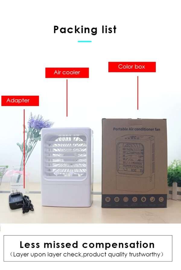 Climatiseur Small Cool Mist Mini Humidifier with Fan Remote Control Summer  600ML Water Tank Capacity 7 Colors Led Night Light Portable Mini Air Cooler - Image 8