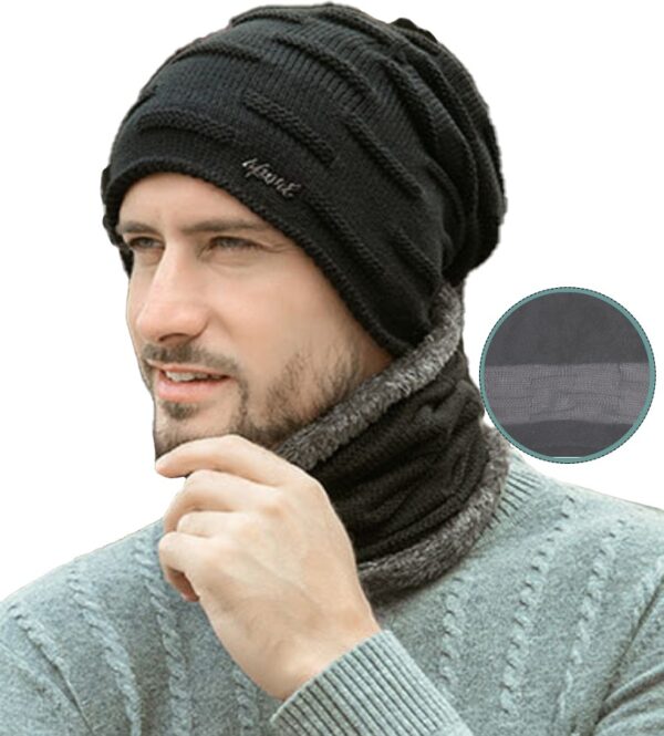 Women Winter Beanie Hat Scarf Knit Warm Skull Caps Long Neck Scarves for Women Men, Protection Windproof Cap Scarf