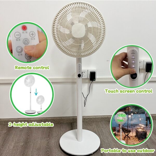 DC Motor Wireless Pedestal Fan, 2-Height Stand Fan, Table Fan, Smart Digital Mode Control, 8-Speed Strong Wind, 9-hour timer setting, Horizontal Oscillating For Outdoor Travel - Image 4