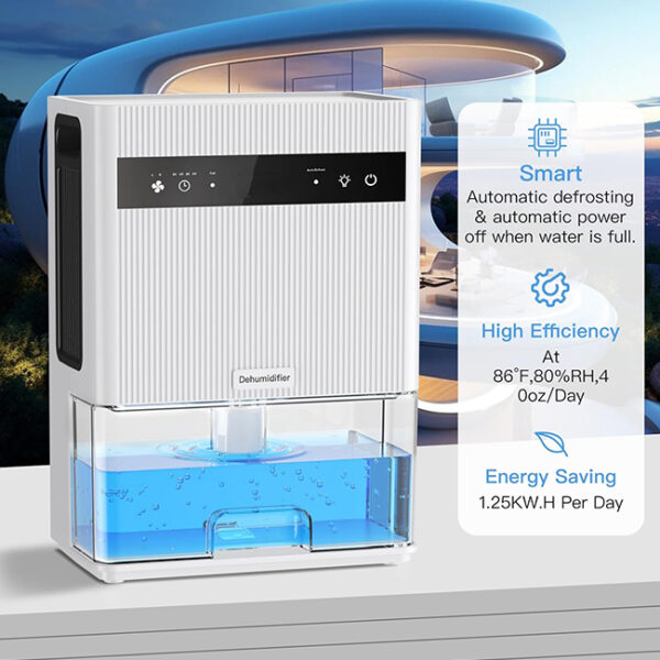 Dehumidification Partner, Home Dehumidifier up to 950 ㎡, 3000 ML 3 L Water Tank, Silent Dehumidifier for Bedroom, 8 Hours Timer Setting, Auto Shut Off, 7 Colors LED Light, for Bathroom - Image 8