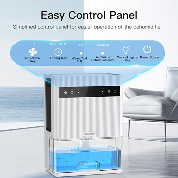 Dehumidification Partner, Home Dehumidifier up to 950 ㎡, 3000 ML 3 L Water Tank, Silent Dehumidifier for Bedroom, 8 Hours Timer Setting, Auto Shut Off, 7 Colors LED Light, for Bathroom - Image 3