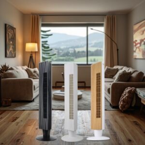 38-Inch Electric Blade-less White Black Tower Fan Knob Control 3-Speed Cool Air Wind